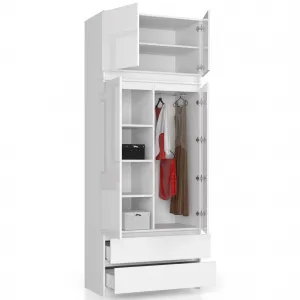 Ak furniture Nadstavec na šatníkovú skriňu Star 90 cm biely lesk