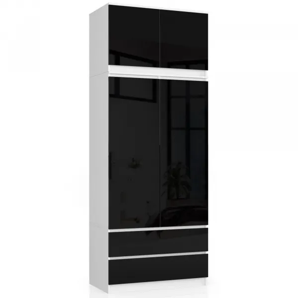 Ak furniture Nadstavec na skrinku Star 90 cm biely/čierny lesk