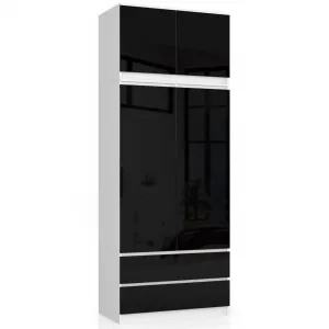 Ak furniture Nadstavec na skrinku Star 90 cm biely/čierny lesk