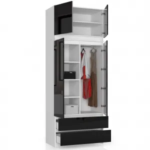 Ak furniture Nadstavec na skrinku Star 90 cm biely/čierny lesk