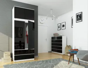 Ak furniture Nadstavec na skrinku Star 90 cm biely/čierny lesk
