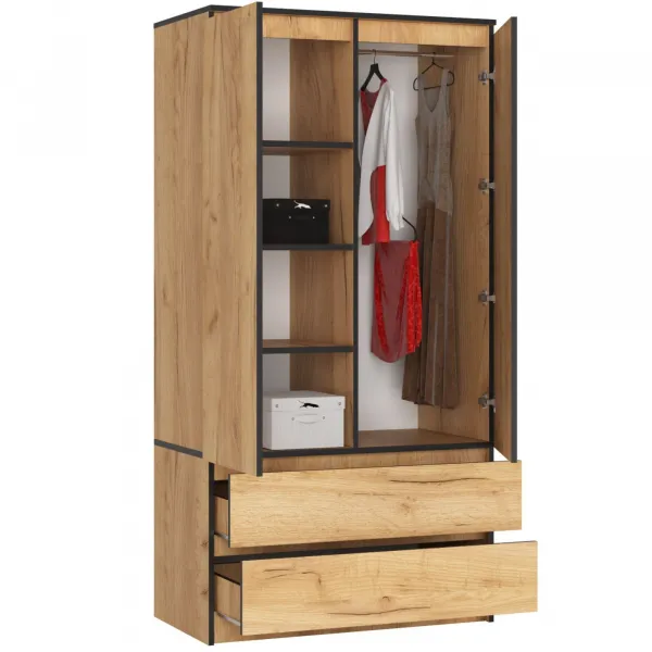 Ak furniture Šatníková skriňa Tesi S90 dub craft zlatý