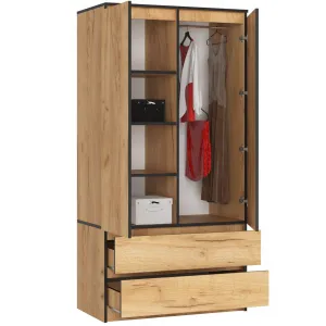 Ak furniture Šatníková skriňa Tesi S90 dub craft zlatý