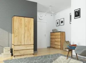 Ak furniture Šatníková skriňa Tesi S90 dub craft zlatý