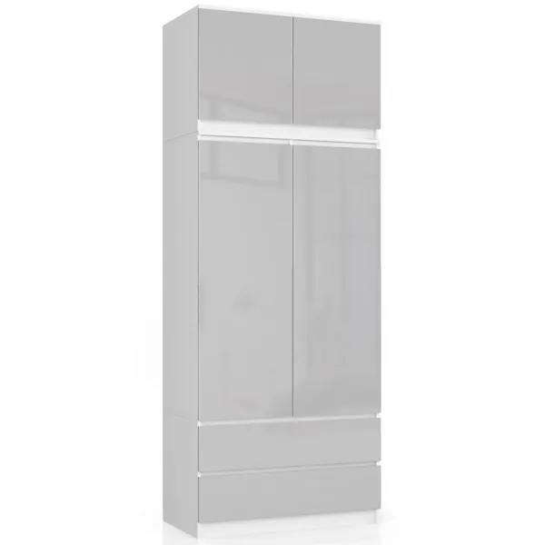 Ak furniture Nadstavec na skrinku Star 90 cm biely/strieborný lesk