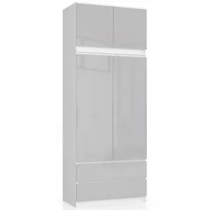 Ak furniture Nadstavec na skrinku Star 90 cm biely/strieborný lesk