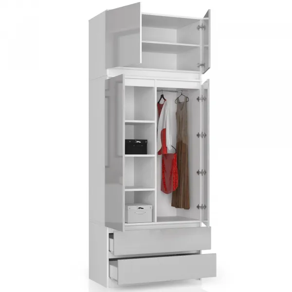 Ak furniture Nadstavec na skrinku Star 90 cm biely/strieborný lesk