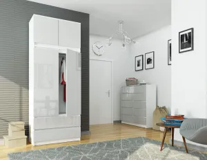 Ak furniture Nadstavec na skrinku Star 90 cm biely/strieborný lesk