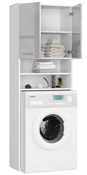 Ak furniture Kúpeľňová skrinka nad práčku Fin biela/strieborná lesk