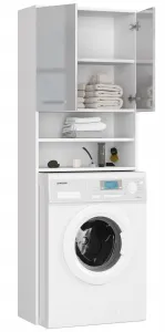 Ak furniture Kúpeľňová skrinka nad práčku Fin biela/strieborná lesk