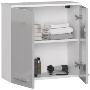 Ak furniture Závesná kúpeľňová skrinka Fin 60 cm biela/strieborný lesk