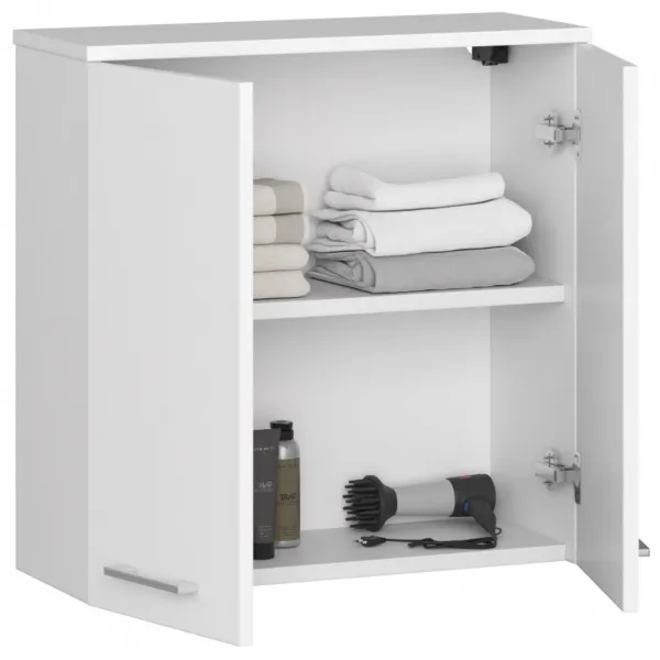 Ak furniture Závesná kúpeľňová skrinka Fin 60 cm biela