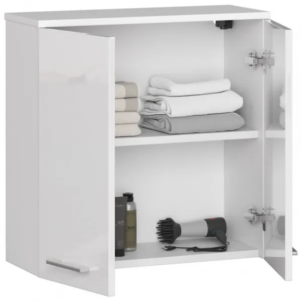 Ak furniture Závesná kúpeľňová skrinka Fin 60 cm biela lesk
