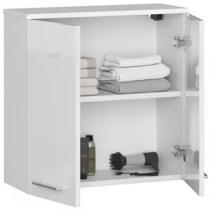 Ak furniture Závesná kúpeľňová skrinka Fin 60 cm biela lesk