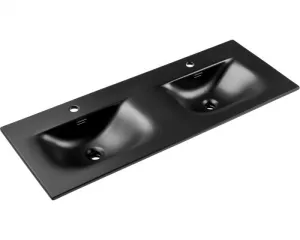 Comad Závesná skrinka Ocean Sky so zápustnými umývadlami 120 cm čierna/dub olejovaný