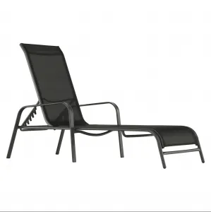 Stohovateľné polohovacie záhradné lehátko, čierna/sivá, ATREO