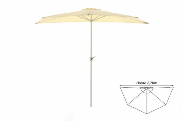 Garthen 6301 Polkruhový záhradný slnečník - béžový, 2,7 m