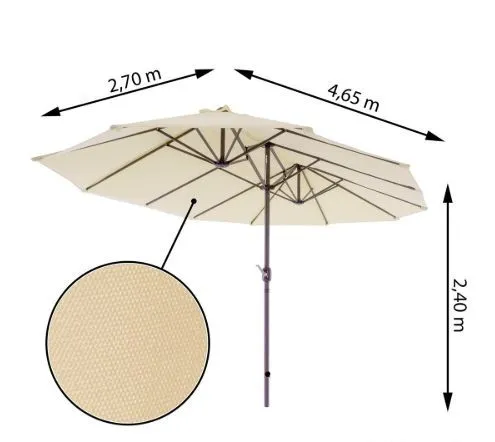 Veľký slnečník XXL 4,65 m - krémový