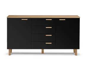 KONSIMO Komoda FRISK 4 zásuvky 2 dvierka čierna 150 x 81 x 46 cm
