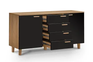 KONSIMO Komoda FRISK 4 zásuvky 2 dvierka čierna 150 x 81 x 46 cm