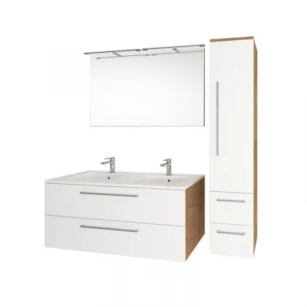Mereo Bino, kúpeľňová skrinka 121 cm, biela/dub CN673S