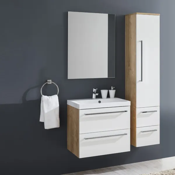Mereo Bino, kúpeľňová skrinka 121 cm, biela/dub CN673S