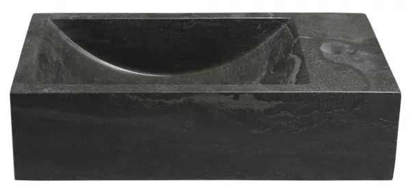 SAPHO - BLOK kamenné umývadlo 40x22cm, batéria vpravo, čierny Antracit 2401-28