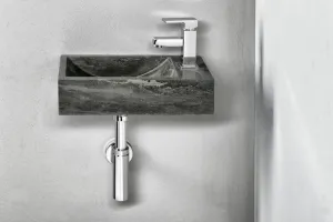 SAPHO - BLOK kamenné umývadlo 40x22cm, batéria vpravo, čierny Antracit 2401-28