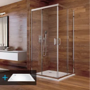 Mereo Sprchovací set: LIMA, obdĺžnik, 100x80 cm, chróm  ALU, sklo Point, vanička liatá mramor CK82412KM