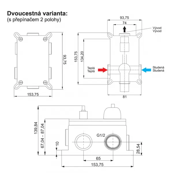 Mereo Vaňový set s dvojcestnou podomietkovú batérií CB650VV1