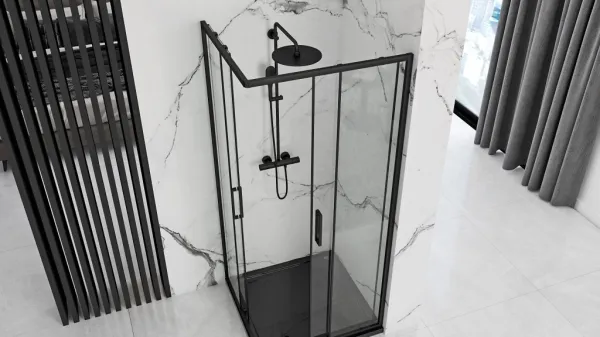 REA/S - Sprchovací kút PUNTO 80x80 - čierny So sprchovou vaničkou Savoy black KPL-K1013