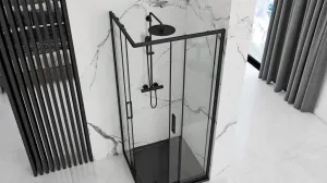 REA/S - Sprchovací kút PUNTO 80x80 - čierny So sprchovou vaničkou Savoy black KPL-K1013