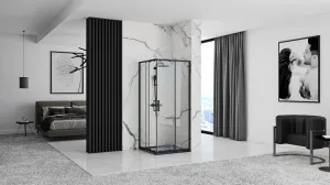 REA/S - Sprchovací kút PUNTO 80x80 - čierny So sprchovou vaničkou Savoy black KPL-K1013