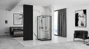 REA/S - Sprchovací kút PUNTO 80x80 - čierny So sprchovou vaničkou Savoy black KPL-K1013