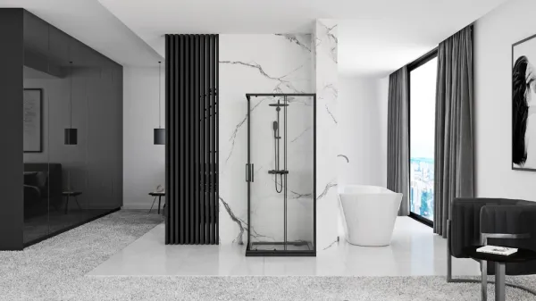 REA/S - Sprchovací kút PUNTO 80x80 - čierny So sprchovou vaničkou Savoy black KPL-K1013