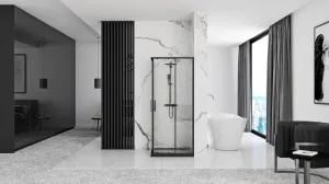 REA/S - Sprchovací kút PUNTO 80x80 - čierny So sprchovou vaničkou Savoy black KPL-K1013