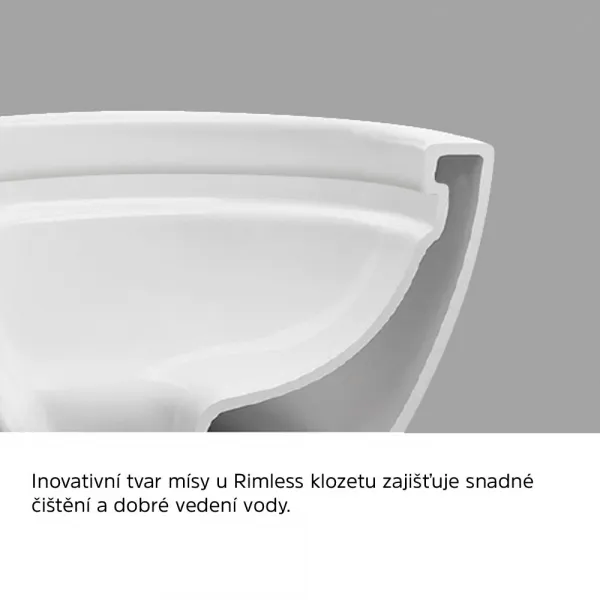 Mereo WC set - Rimless WC hranaté, modul na zamurovanie, biele hranaté tlačidlo MM01SETRB