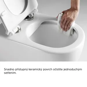 Mereo WC set - Rimless WC hranaté, modul na zamurovanie, biele hranaté tlačidlo MM01SETRB
