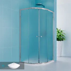 MEREO Mereo Sprchový set z Kory Lite, štvrťkruh, 90 cm, chróm ALU, sklo Grape a vysoké SMC vaničky CK35131ZH