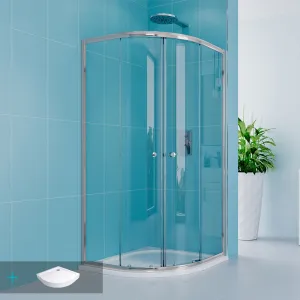 MEREO Mereo Sprchový set z Kory Lite, štvrťkruh, 90 cm, chróm ALU, sklo Číre a vysoké SMC vaničky CK35123ZH