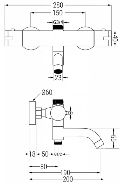 MEXEN - KAI termostatická vaňová a sprchová batéria 3/4" + 1/2", biela 77900-20