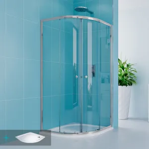 MEREO Mereo Sprchový set z Kory Lite, štvrťkruh, 90 cm, chróm ALU, sklo Číre a vaničky z liateho mramoru CK35123ZM