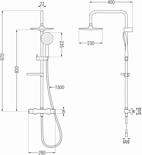 MEXEN/S - KX67 sprchový stĺp s termostatickou batériou čierna 771506791-70