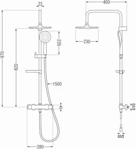 MEXEN/S - KX67 sprchový stĺp s termostatickou batériou čierna 771506791-70