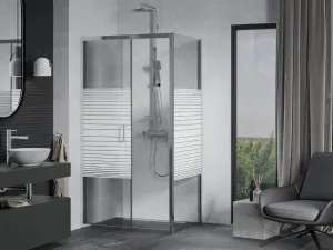 MEXEN/S - APIA sprchovací kút 130x90, dekor - pruhy, chróm 840-130-090-01-20