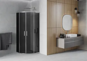 MEXEN - Rio štvrťkruhový sprchovací kút 80x80, sklo grafit, chróm 863-080-080-01-40