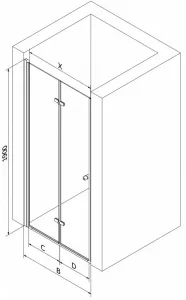 MEXEN - LIMA skladacie dvere 90x190 cm 6mm, chróm, grafit sa stenovým profilom 856-090-000-01-40