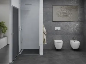 MEXEN - PRETORIA krídlové dvere 80x190 cm 6mm, chróm, grafit sa stenovým profilom 852-080-000-01-40