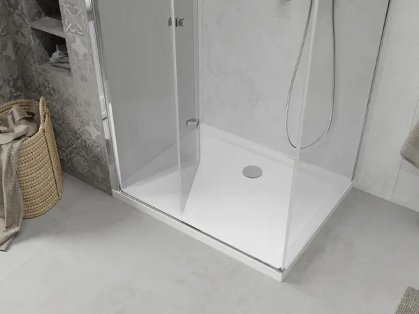 MEXEN/S - Sprchovací kút zalamovací Lima 80x70, sklo číre, chróm + vanička 856-080-070-00-00-4010
