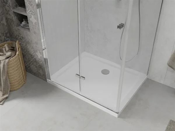 MEXEN/S - Sprchovací kút zalamovací Lima 110x80, sklo číre, chróm + vanička 856-110-080-00-00-4010